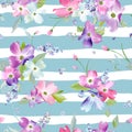 Spring Flowers Seamless Pattern. Watercolor Floral Background for Wedding Invitation, Fabric, Wallpaper, Print