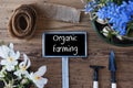 Spring Flowers, Sign, Text Organic Farming Royalty Free Stock Photo