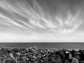 Spring flowers and wispy clouds bring out the best in Lake Erie - Great Lakes - OHIO - USA Royalty Free Stock Photo