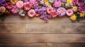 spring flowers wood background Royalty Free Stock Photo