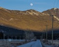 spring fool moon over mountains in british columbia canada Royalty Free Stock Photo