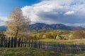 Spring at the foothills of the Carpathian mountains in the Romanian country side Royalty Free Stock Photo