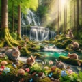 A spring dawn forest. Royalty Free Stock Photo