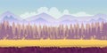 Spring forest landscape, never ending vector nature background with separated layers for game design .2d application Royalty Free Stock Photo