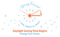 Spring Forward 2023. Daylight Saving Time Begins at march 12, web banner Royalty Free Stock Photo