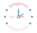 Spring forward minimalist pink and blue design. Summertime vector illustration