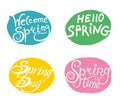 Spring. Four bright multicolored templates welcome templates.