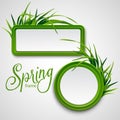 Spring frame with grass. Vector illustration Royalty Free Stock Photo