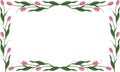 Spring frame of tulips in the shape of a rectangle. Rosebud. Vector. Place for text, photos. Isolated background. Idea for creatin