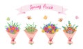 spring fresh, bouquet of flowers set. Vector Illustration for printing, backgrounds, covers and packaging. Image can be