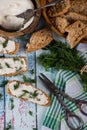 Spring fresh dill for breakfast with bread