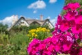 Spring in front of old English village house Royalty Free Stock Photo