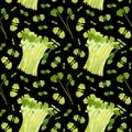 Spring garden leaves of basil seamless pattern.