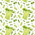 Spring garden leaves of basil seamless pattern.