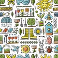 Spring and Gardening Background. Seamless Pattern for your design