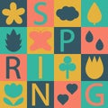 Spring. Geometric pattern. Vector poster made of squares