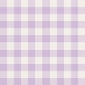 Spring gingham pattern in pastel purple. Seamless light check plaid background vector for tablecloth dress gift wrapping.