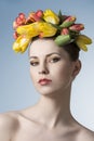 Spring girl with garland Royalty Free Stock Photo