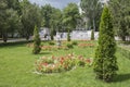 In the spring Gorky Park citizens walk and rest