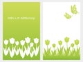 Set Of Vector Springtime Background Illustrations With Tulips, Butterflies, And Text Space. Royalty Free Stock Photo