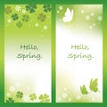 Vector Springtime Background Set With Butterflies And Four-Leaf Clover, And Text Space. Royalty Free Stock Photo