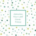 Abstract Seamless Square Springtime Frame With Four-Leaf Clovers, Vector Illustration.