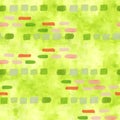Spring green brush strokes for scrapbooking. Watercolor coloured green texture. A seamless pattern with abstract patchwork