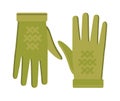 Spring green gloves cartoon vector illustration isolated on white.