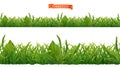 Spring. Green grass, 3d realistic seamless vector pattern