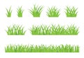 Spring green grass isolated on white background. Grass borders set Royalty Free Stock Photo