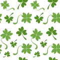 Spring green shamrock and clover seamless pattern for St. Patrick\'s Day Royalty Free Stock Photo