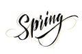 Spring handwritten lettering. Beautiful modern calligraphy. Isolated on white for easy use. Vector illustration