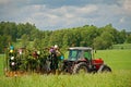 Spring hayride on farm Royalty Free Stock Photo