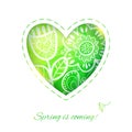 Spring Heart card with Flower. Royalty Free Stock Photo