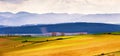 Spring hills fields and meadow landscape. Tatras mountains Royalty Free Stock Photo