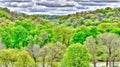 Lush Green Forest Canopy Under Cloudy Sky Royalty Free Stock Photo