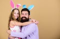 Spring holiday. Easter spirit. Easter activities for whole family. Happy easter. Holiday bunny long ears. Family