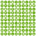 100 spring holidays icons hexagon green
