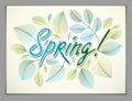 Spring horizontal banner design, vector green and fresh leaves f