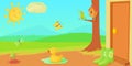 Spring horizontal banner things , cartoon style