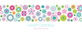 Spring horizontal seamless banner template with colorful flowers background.