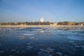 Spring ice drift near the Smolny Cathedral. Saint-Petersburg, Russia Royalty Free Stock Photo