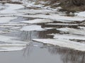 Spring ice drift on the river