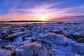 Spring ice Gauja river after sunset observing Royalty Free Stock Photo