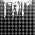 Spring icicles, ice water dripping in the sun. Transparent background. Vector illustration.