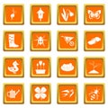 Spring icons set orange