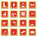 Spring icons set red