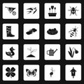 Spring icons set squares vector