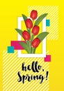 Spring illustration with tulips inside it