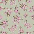 Spring Inflorescence Seamless Pattern on Yellow Background.